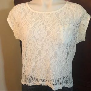 🆕 Catwalk Studio White Lace Asymmetrical Top-Sm